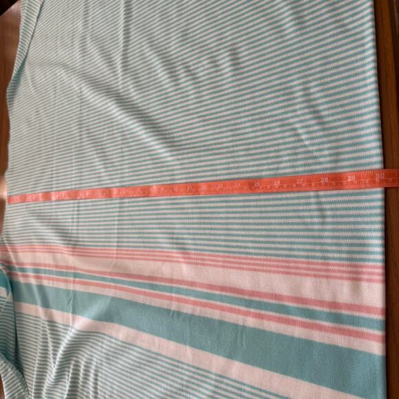 Vintage Fabric Poly Stretch Aqua Pink White Stripe 60 x 36 1 yard - Picture 6 of 8